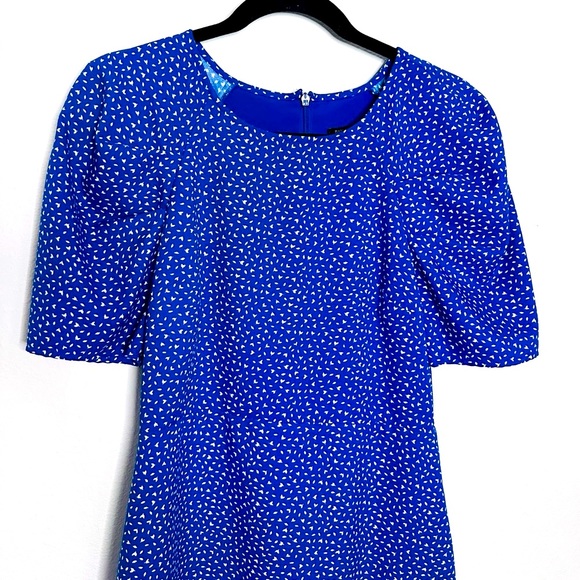 Banana Republic Puff Sleeve Blue/White Print Fit & Flare Dress - Picture 2 of 5